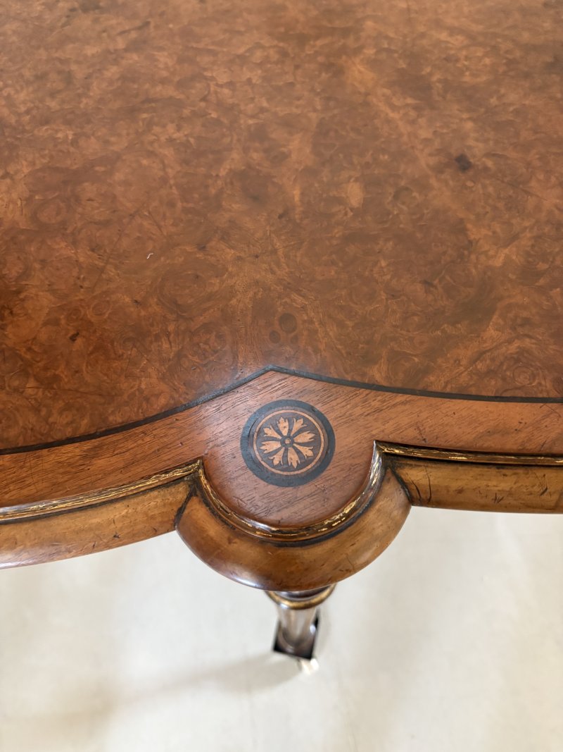 Outstanding Quality Antique Victorian Burr Walnut Inlaid Centre Table - Image 6